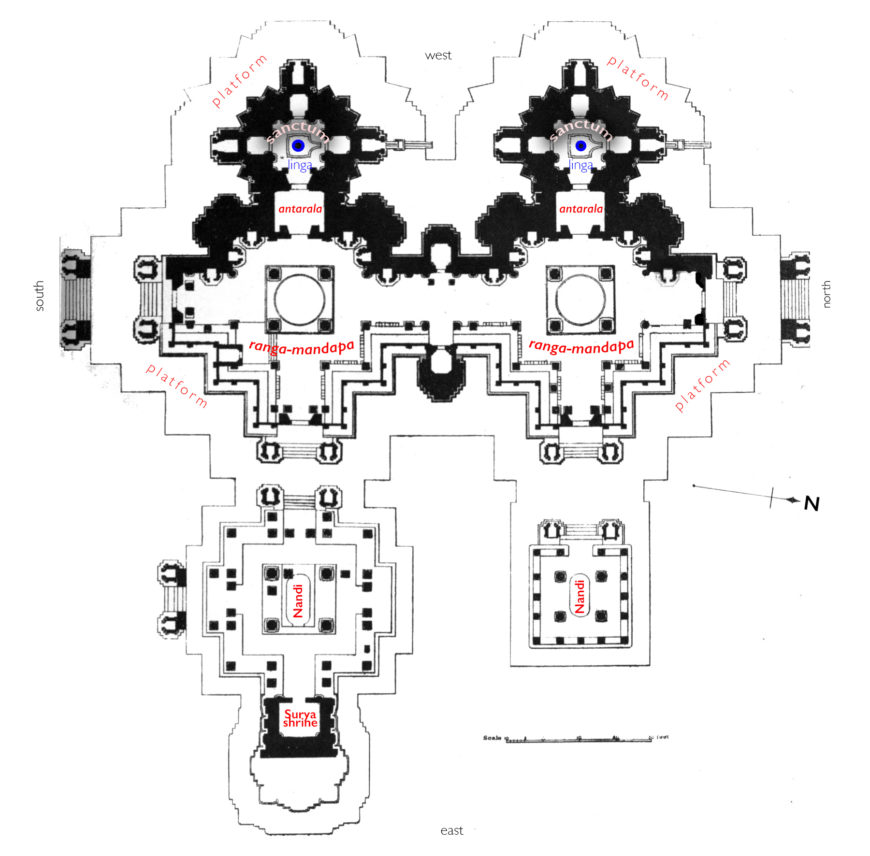 Plan of Hoysaleshvara temple, adapted from B. L. Rice, Epigraphica Carnatica (old series), vol. 5, 1902 (public domain)