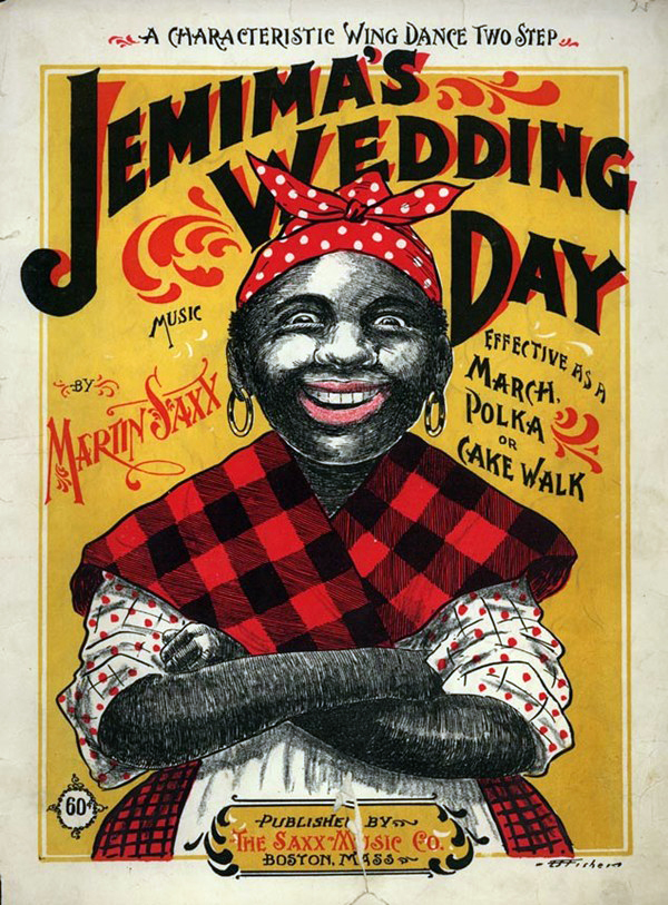Sheet music cover, "Jemima's Wedding Day: Cake Walk. Martin Saxx" (Boston, MA: Saxx Music Co., 1899)