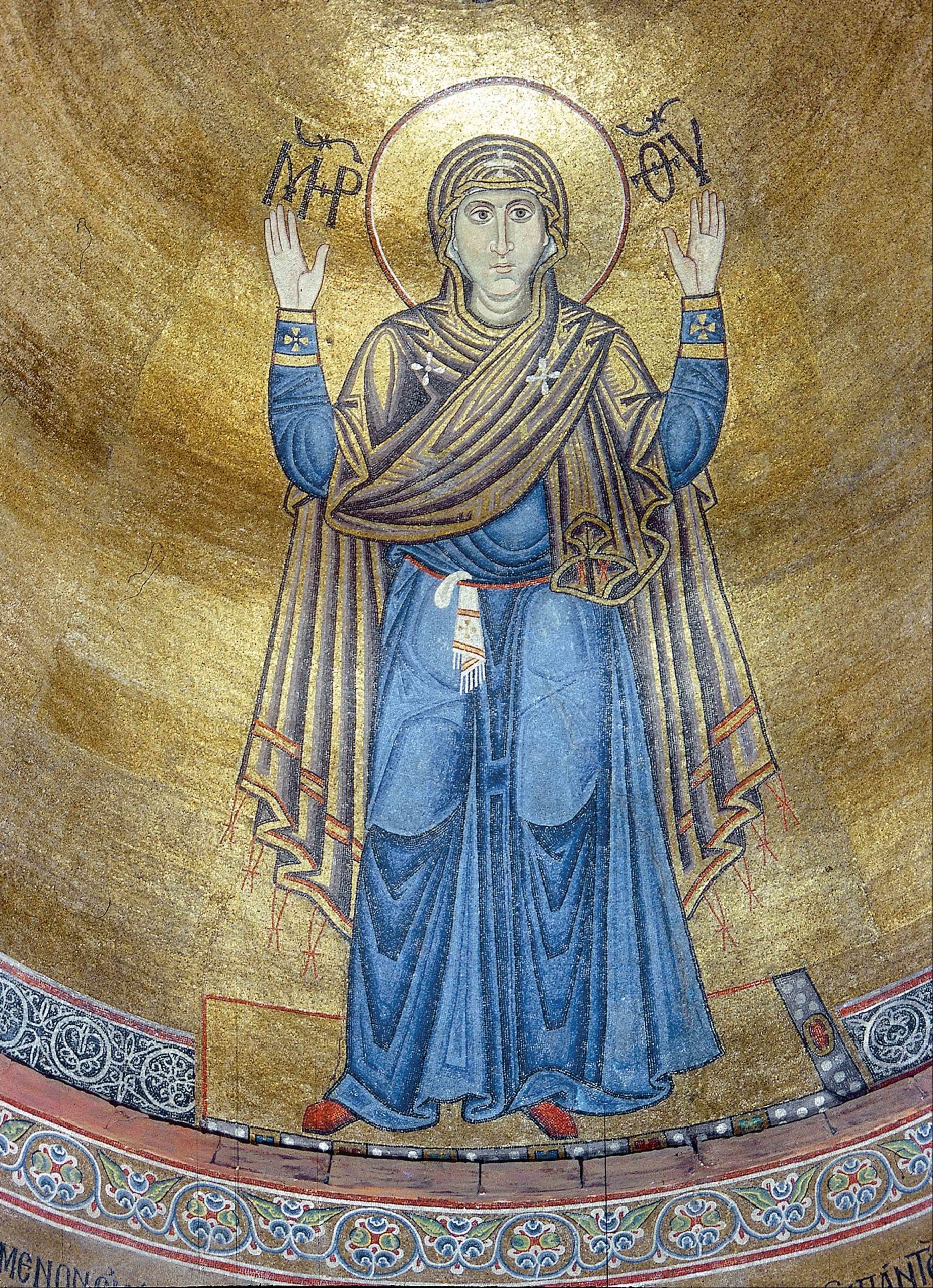 Virgin orans apse mosaic, St. Sophia, Kyiv, begun 1037 (photo: Wikimedia Commons, CC0)