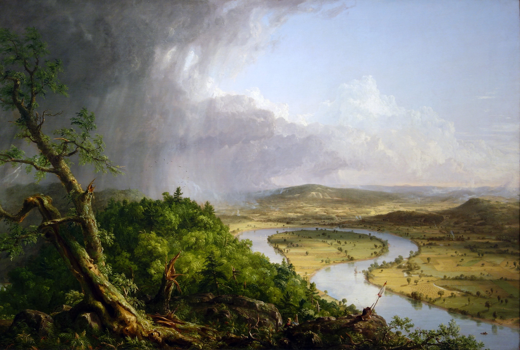 Thomas Cole, View from Mount Holyoke, Northampton, Massachusetts, after a Thunderstorm—The Oxbow, 1836, oil on canvas, 130.8 x 193 cm (The Metropolitan Museum of Art, photo: Steven Zucker, CC BY-NC-SA 2.0)