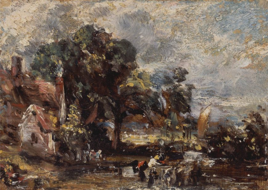 John Constable, Sketch for "The Hay Wain," c. 1820, oil on canvas laid to paper, 4 7/8 × 7" (Yale Center for British Art, Paul Mellon Collection)