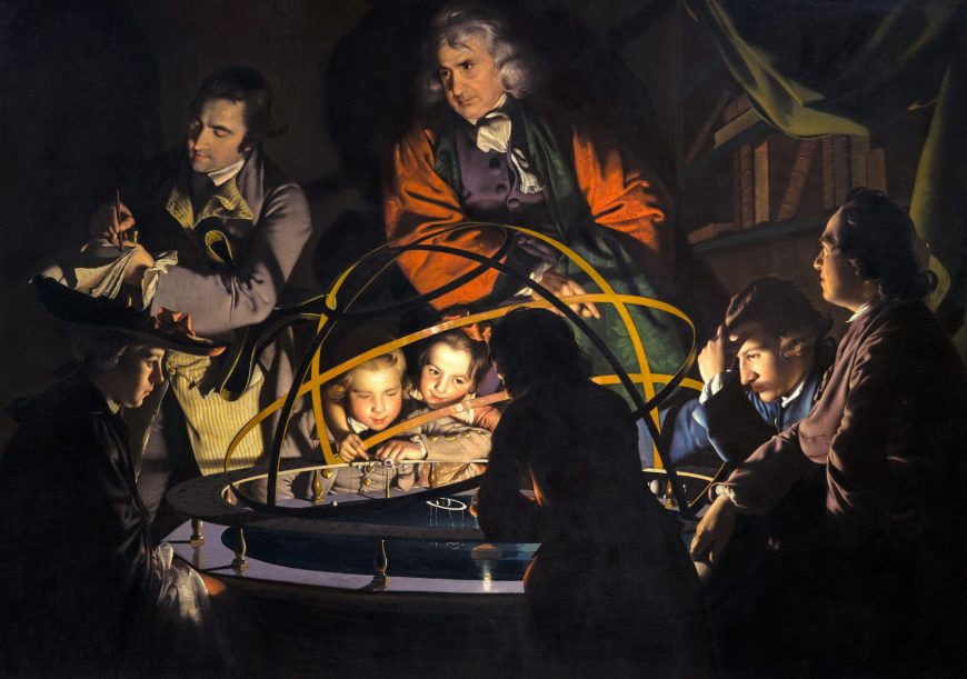 Joseph Wright of Derby, A Philosopher Giving a Lecture at the Orrery (in which a lamp is put in place of the sun), c. 1766, oil on canvas, 147.2 x 203.2 cm (Derby Museums and Art Gallery, England)