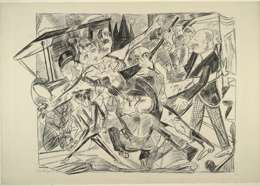 Max Beckmann, "The Martyrdom," plate 4 from Hell, 1919, lithograph, 54.7 x 75.2 cm (The Museum of Modern Art)
