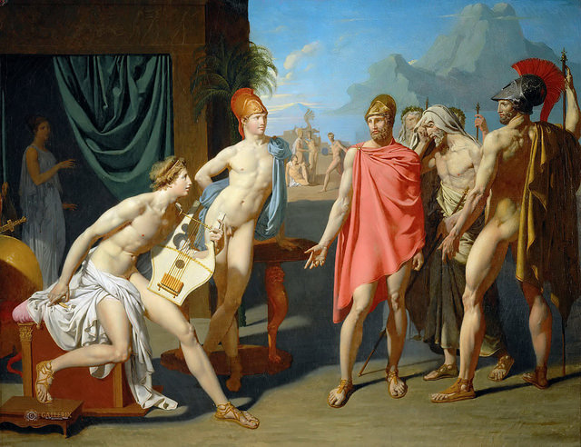 Jean Auguste Dominique Ingres, The Ambassadors of Agamemnon in the Tent of Achilles, oil on canvas, 44 1/2 x 57 1/2" (École Nationale Supérieure des Beaux-Arts, Paris)