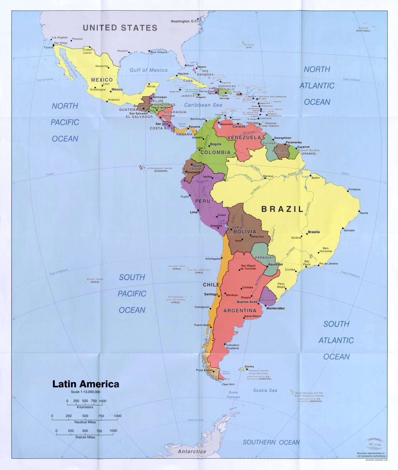 Map of Latin America, published Washington, D.C.: Central Intelligence Agency (Library of Congress)