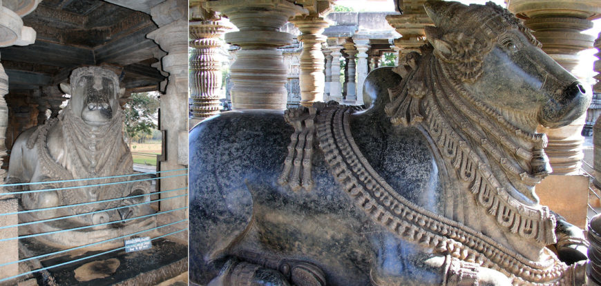 Southern Nandi (left) and Northern Nandi (right), Hoysaleshvara temple