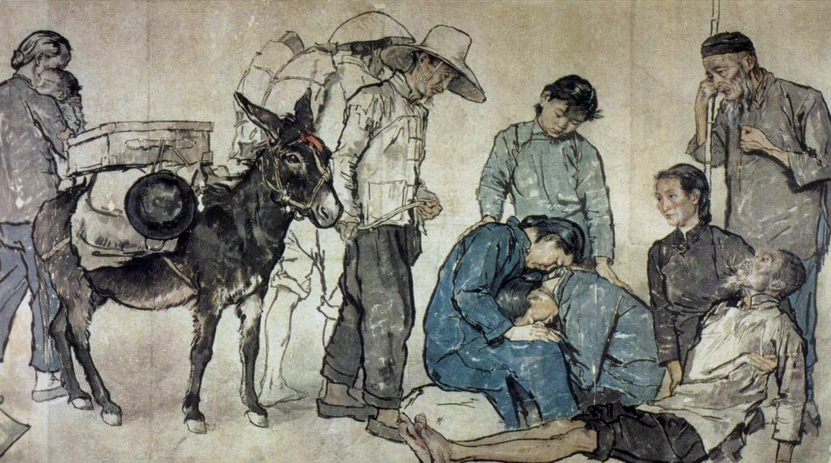 Jiang Zhaohe, Refugees, 1943, ink and color on paper, 200 x 1202 cm. National Art Museum of China, Beijing