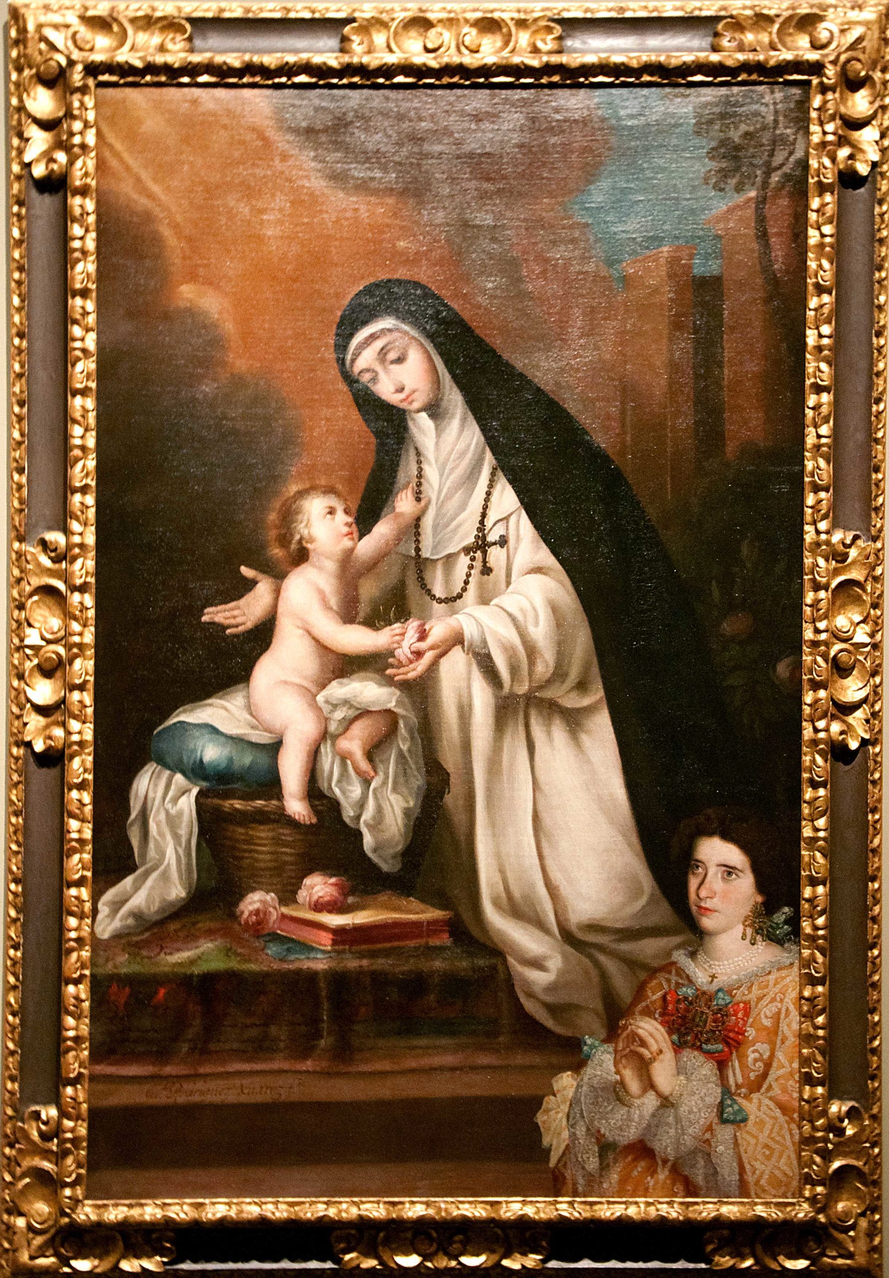 Juan Rodríguez Juárez, St. Rose of Lima with Christ Child and Donor, c. 1720, oil on canvas, 167.6 x 106.6 cm (Denver Art Museum)