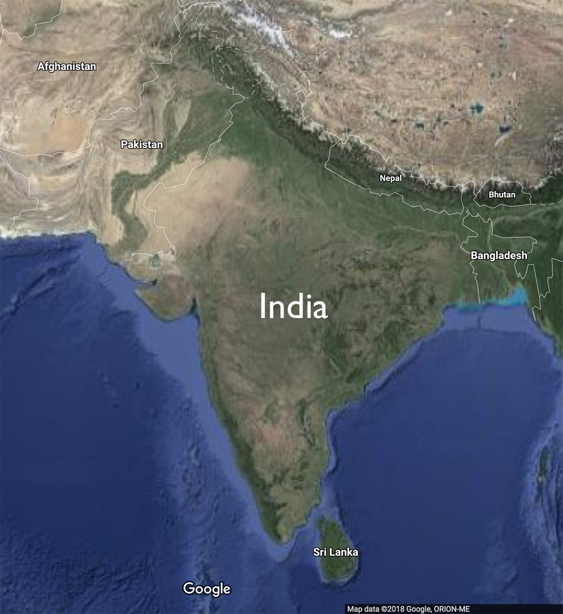 South Asia (underlying map © Google)