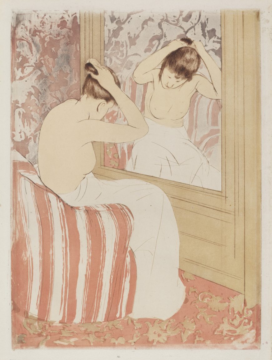 Mary Cassatt, The Coiffure, 1890–1891, drypoint and aquatint on laid paper, sheet: 43.2 x 30.7 cm (National Gallery of Art, Washington, D.C.)