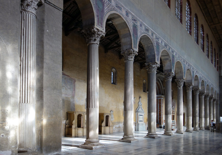 View of the aisle, Basilica of Santa Sabina, c. 432 C.E., Rome (photo: Steven Zucker, CC BY-NC-SA 2.0)