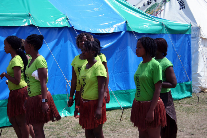 Performers at the 2009 Morija Arts & Cultural Festival wearing lithethana. Photo by David M. M. Riep