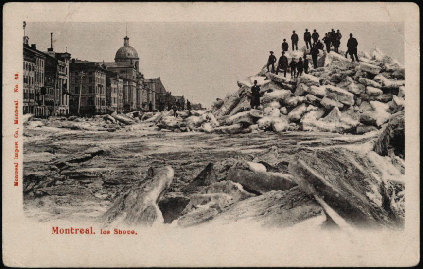 “Montreal, Ice Shove.” Postcard. Montreal import Co. Bibliothèque et Archives nationales du Québec. https://collections.banq.qc.ca/ark:/52327/2027314