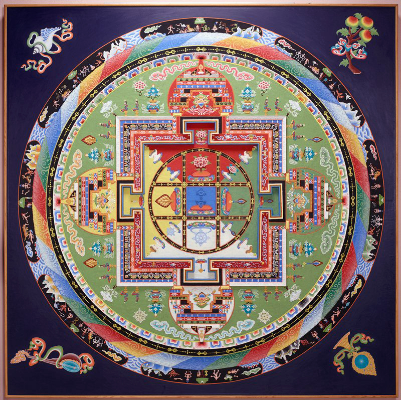 Monks of the Gyuto Tantric University, Yamantaka Mandala, 1991, colored silicate and adhesive on wood, Tibet (Minneapolis Institute of Arts)
