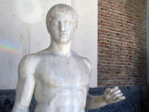 Polykleitos, Doryphoros (Spear-Bearer) or Canon , Roman marble copy of a Greek bronze, c. 450–440 BCE (Museo Archaeologico Nazionale, Naples; photo: Steven Zucker, CC BY-NC-SA 2.0