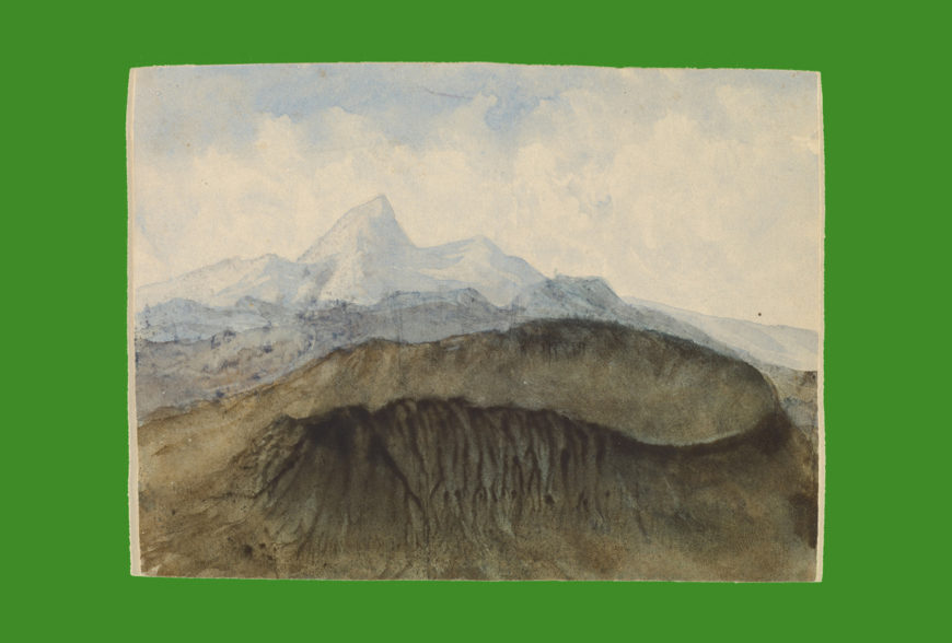 A Volcano in Auvergne, 1874, Aurore Dudevant (George Sand). Watercolor on paper, 4 1/2 × 6 in (J. Paul Getty Museum, 2009.37)
