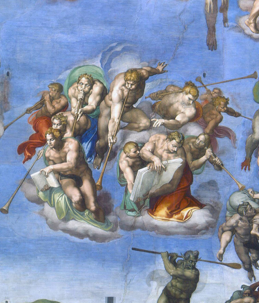 Angels (detail), Michelangelo, Last Judgment, Sistine Chapel, altar wall, fresco, 1534–41 (Vatican City, Rome; photo: Alonso de Mendoza)
