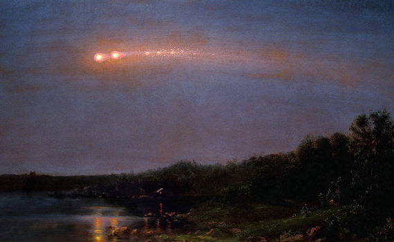 Frederic Edwin Church, The Meteor of 1860, 1860, oil on canvas, 10 x 17.5 inches (Collection of Mrs Judith Filenbaum Hernstadt)