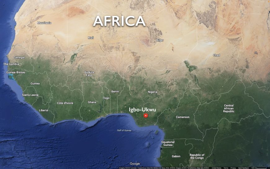 Map showing the location of Igbo-Ukwu, Nigera