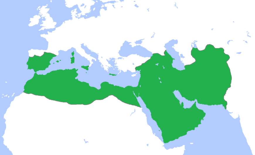 Map of the territory of the Abbasid Caliphate at its greatest extent, c. 850