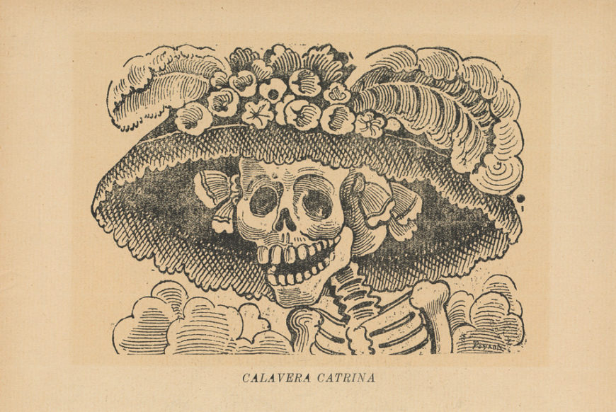 José Guadalupe Posada, La Calavera Catrina, 1913, etching, 34.5 x 23 cm (photo: Wmpearl, public domain)