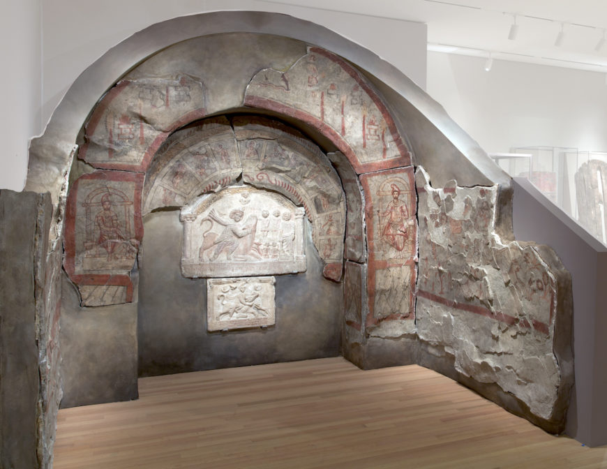 Shrine to Mithras (Mithraeum), c. 240 C.E., painted plaster, 162.5 x 206.4 cm (Yale University Gallery of Art)