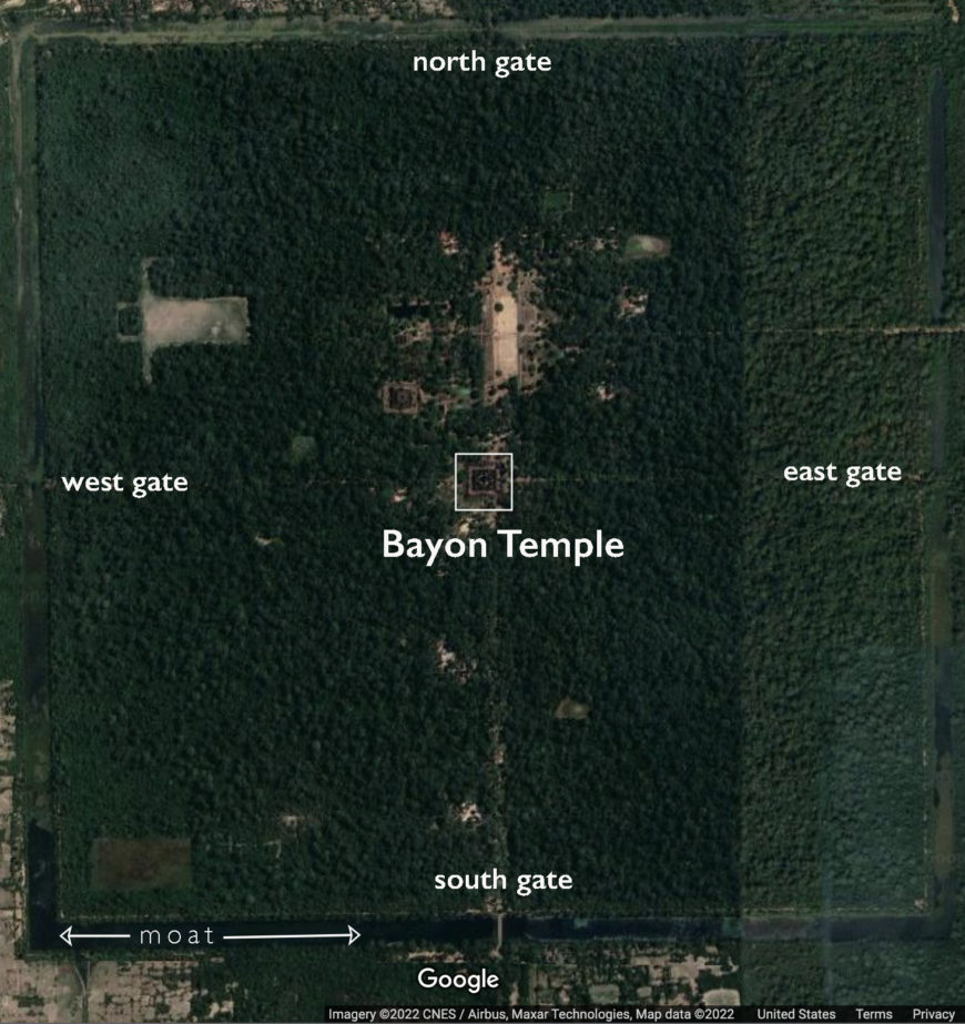 Plan of Angkor Thom, aerial (underlying map © Google)