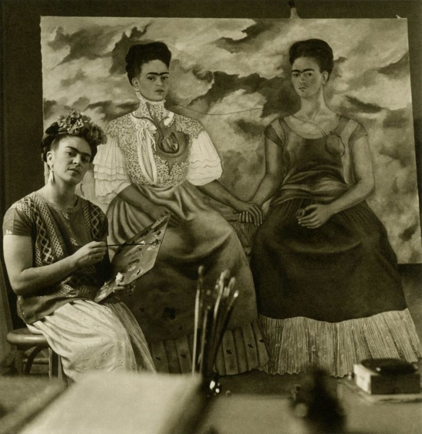 Nikolas Muray, Frida Kahlo painting The Two Fridas, 1939, photograph, 16 x 20 inches