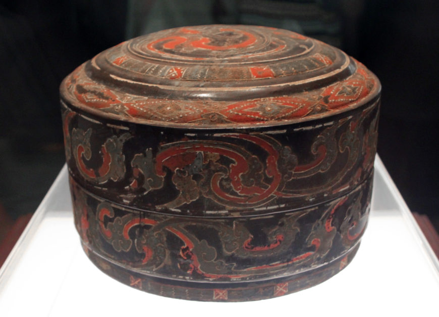 Lacquerware vessel, Tomb 1 at Mawangdui, Changsha, Hunan Province, 2nd century B.C.E, silk (Photo by Gary Todd).