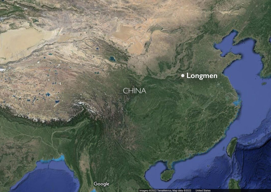 Location of the Longmen caves in China (underlying map © Google)