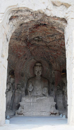 Entrance to Central Binyang Cave, 508–523 C.E. Longmen Caves, Luoyang, China (photo: A1AA1A, CC0 1.0)