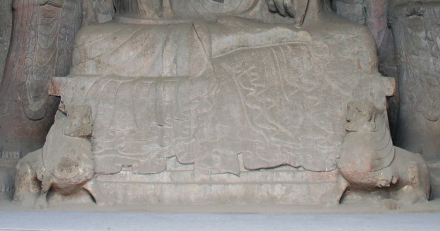 Drapery, central Buddha (detail), Central Binyang Cave, 508–523 CE. Longmen Caves, Luoyang, China (photo: Gary Todd, CC0 1.0)