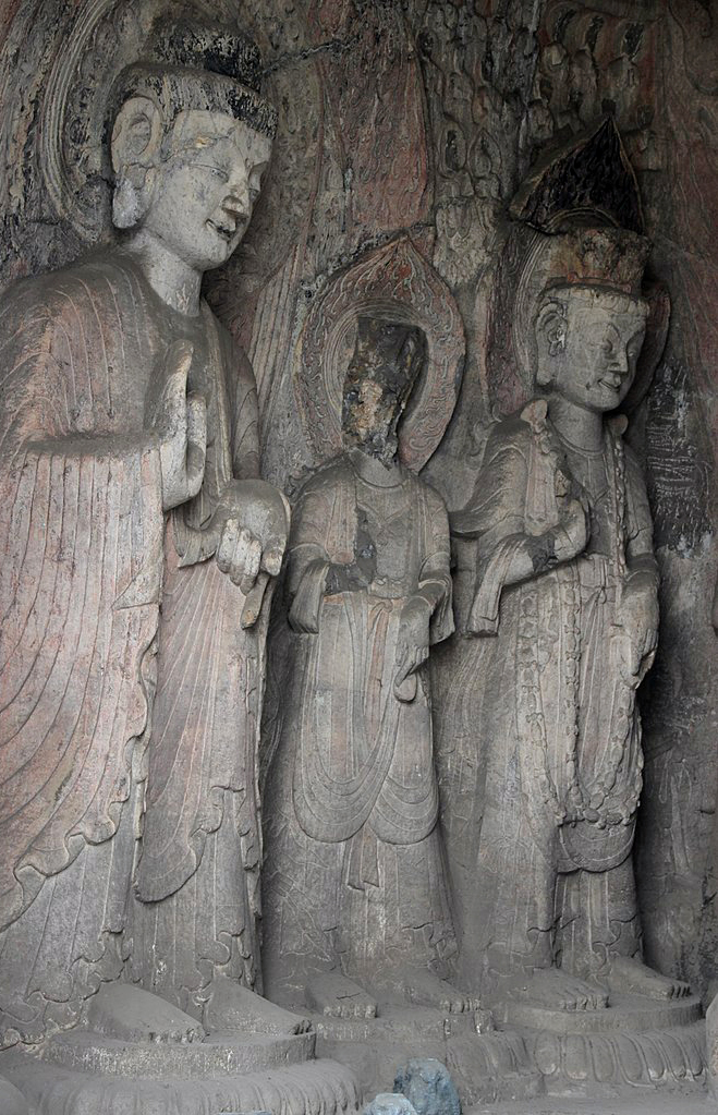 Bodhisattvas and disciples, Central Binyang Cave, 508–523 C.E., Longmen Caves, Luoyang, China, (photo: Gary Todd, CC0 1.0)