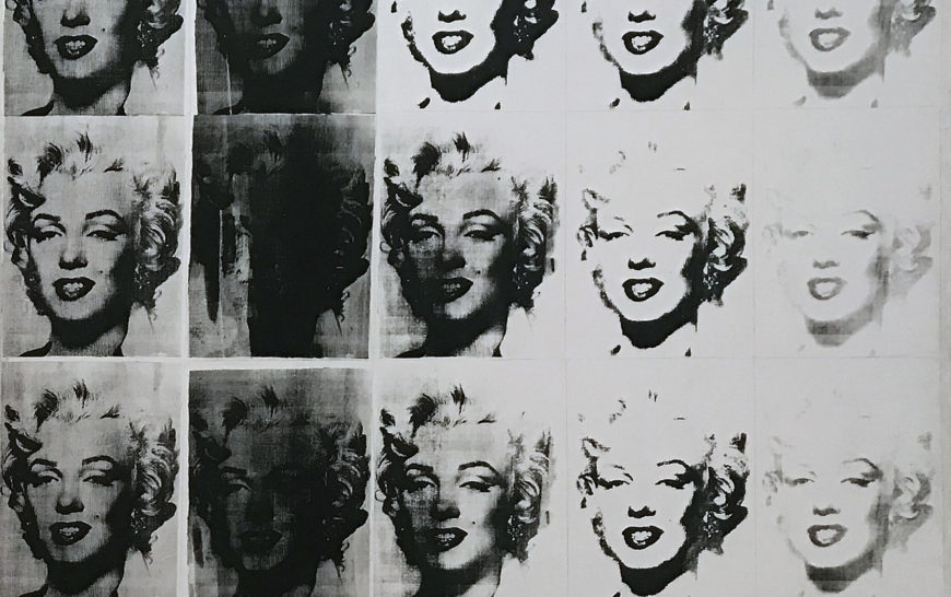 Detail, Andy Warhol, Marilyn Diptych, 1962, acrylic on canvas, 2054 x 1448 mm (Tate) © 2022 The Andy Warhol Foundation for the Visual Arts, Inc. (photo: rocor, CC BY-NC 2.0)