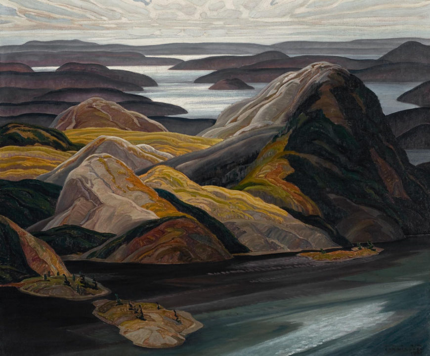 Franklin Carmichael. Grace Lake. 1931. Oil on canvas, 102.87 x 123.19 cm. Original Picture Purchase Fund, circa 1931. The University College Collection, University of Toronto Art Collections.