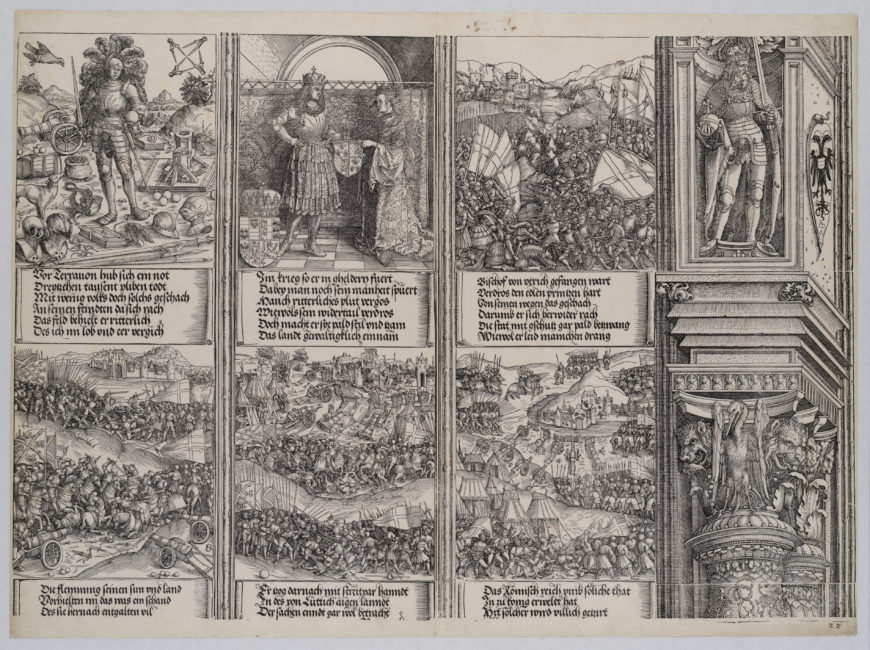 Albrecht Dürer, Arch of Honor, 1515, printed 1517–18, woodcut, 36 sheets of large folio paper printed from 195 woodblocks (The Metropolitan Museum of Art)