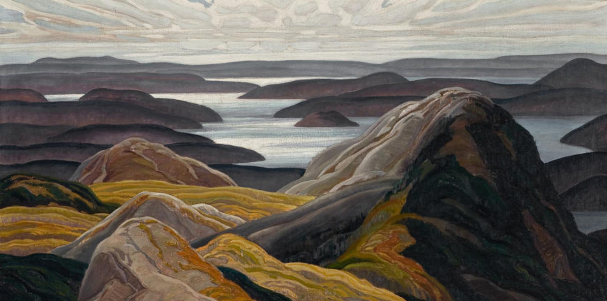 Franklin Carmichael, Grace Lake, 1931, oil on canvas, 102.87 x 123.19 cm (The University College Collection, University of Toronto Art Collections)