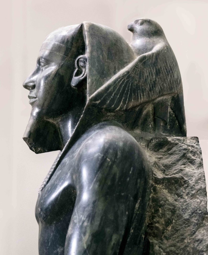 Diorite statue of King Khafre (Chephren), 4th Dynasty, Old Kingdom, Giza, Egypt (photo: kairoinfo4u, CC BY-NC-SA 2.0)