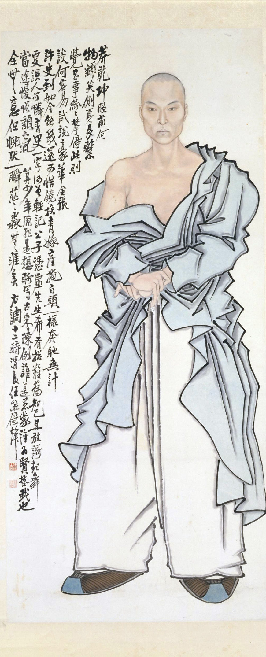 Ren Xiong (1823–57), Self-Portrait, Qing Dynasty, ink and colors on paper, 177.5 x 78.8 cm (Palace Museum, Beijing)