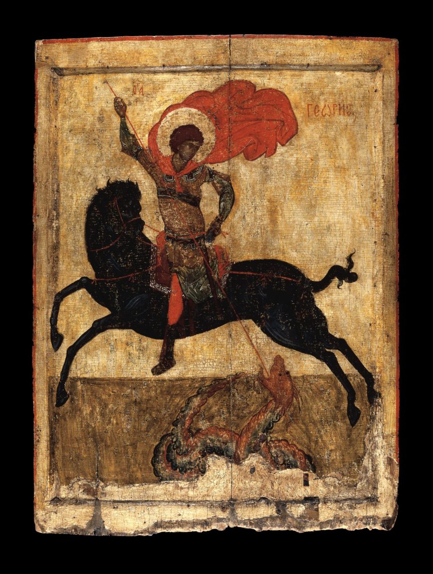 Icon of St. George ('The Black George'), c. 1400–50, tempera on panel, 77.4 x 57 cm (© The Trustees of the British Museum)