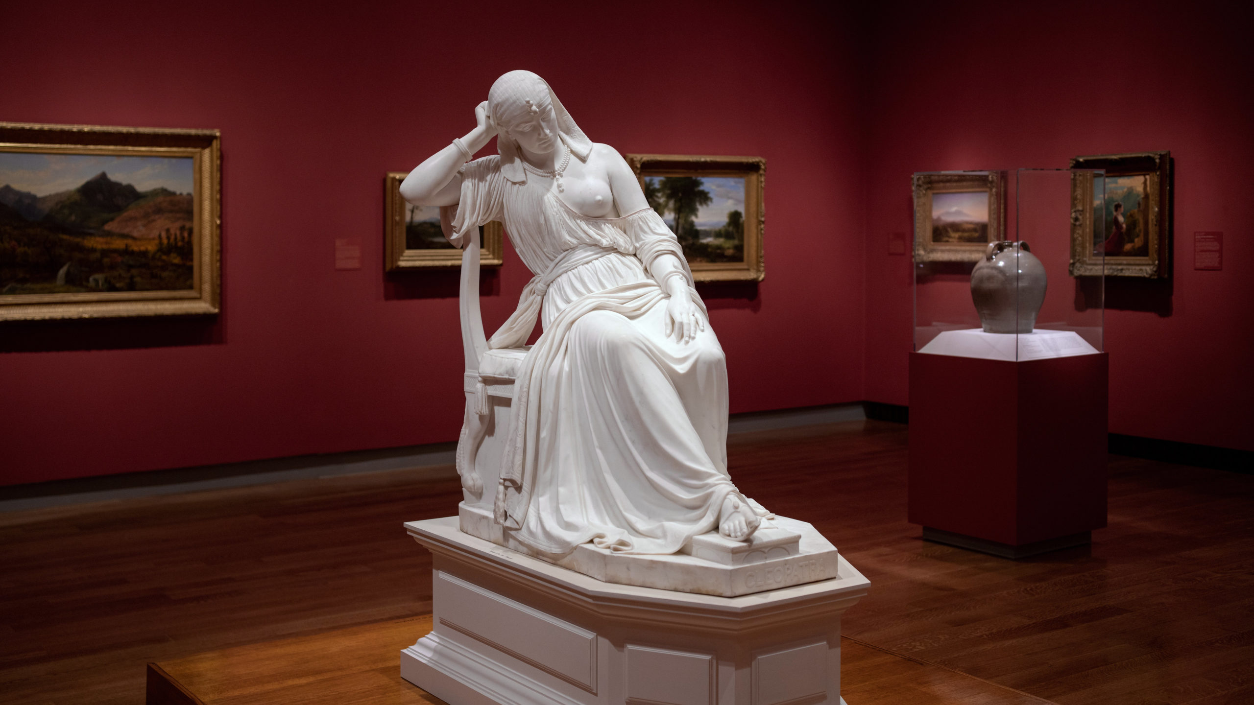 William Wetmore Story, Cleopatra, marble, modeled 1858, carved 1865, 137.16 x114.3 x 68.58 cm (Virginia Museum of Fine Arts)