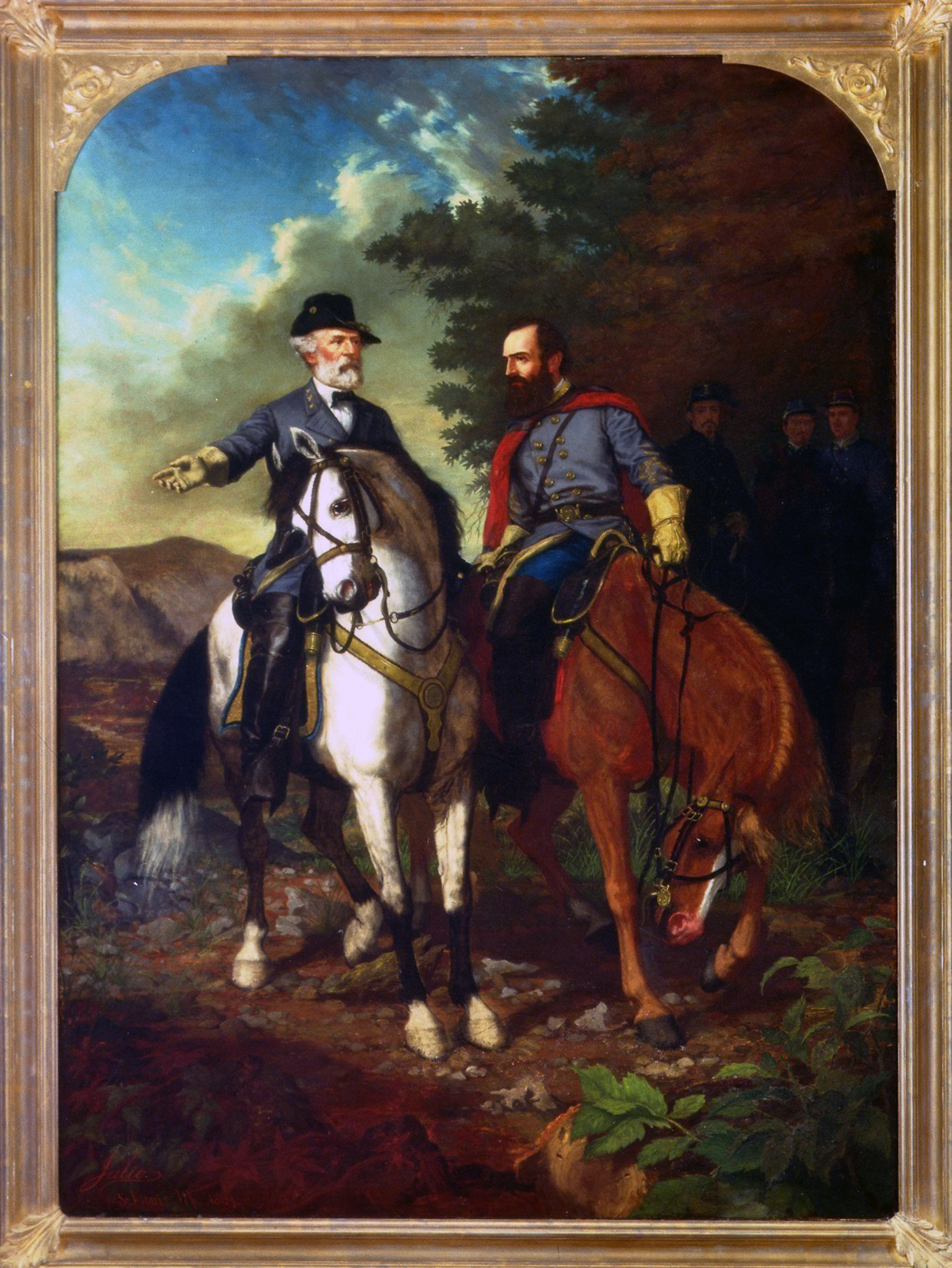 Everett B. D. Julio, <em>The Last Meeting of Lee and Jackson</em>, 1869, oil on canvas, 102 x 74 inches (<a href="https://acwm.pastperfectonline.com/webobject/D10753C4-0FDF-4975-AA36-302335262079" target="_blank" rel="noopener">American Civil War Museum</a>)