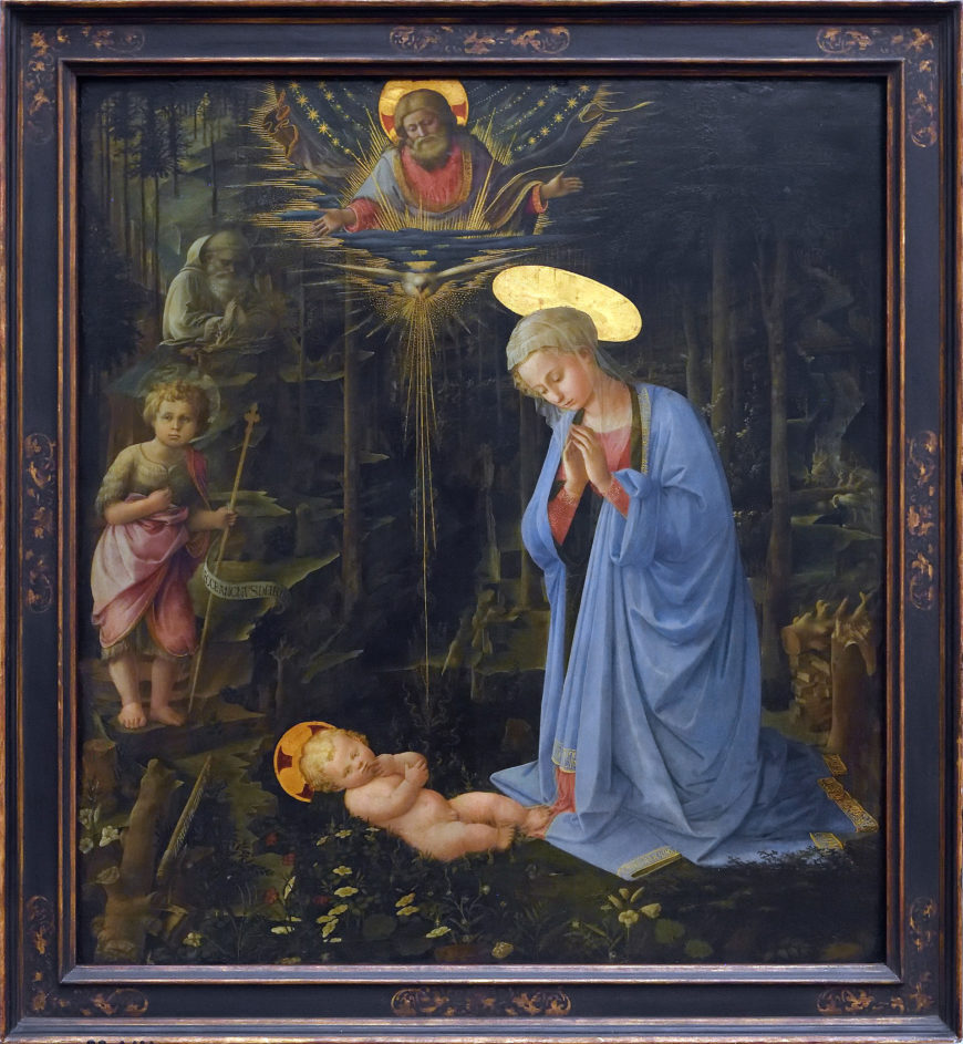 Filippo Lippi, The Adoration in the Forest, 1459, oil on poplar wood, 118.5 x 129.5 cm (Gemäldegalerie, Staatliche Museen zu Berlin)