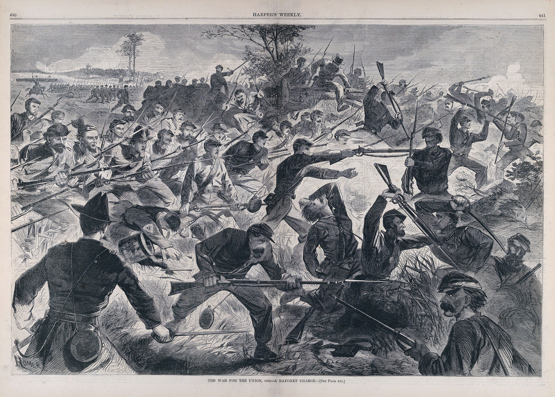 After Winslow Homer, The War for the Union, 1862—A Bayonet Charge, wood engraving on paper, Harper's Weekly, July 12, 1862, 40.8 x 57.5 cm (The Metropolitan Museum of Art)