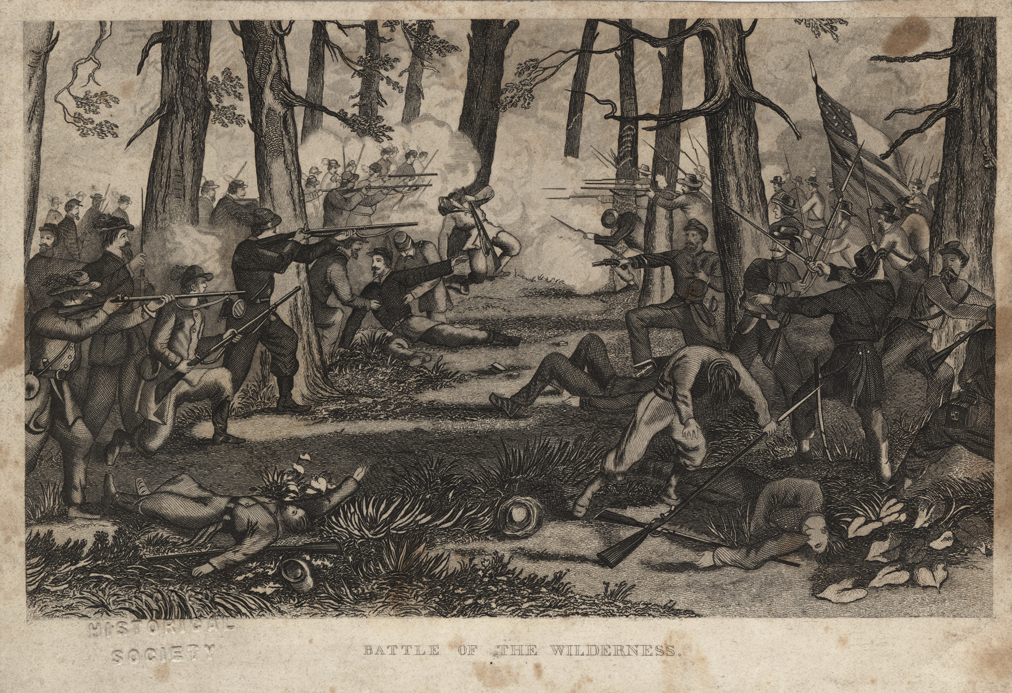 Battle of the Wilderness, c. 1864, lithograph, 5 x 7 inches (Chicago History Museum)