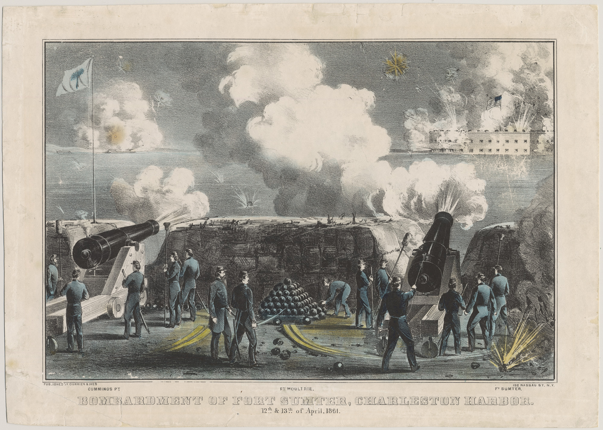 Bombardment of Fort Sumter, Charleston Harbor, 1861, Currier and Ives lithograph 10 x 14 inches (Chicago History Museum)