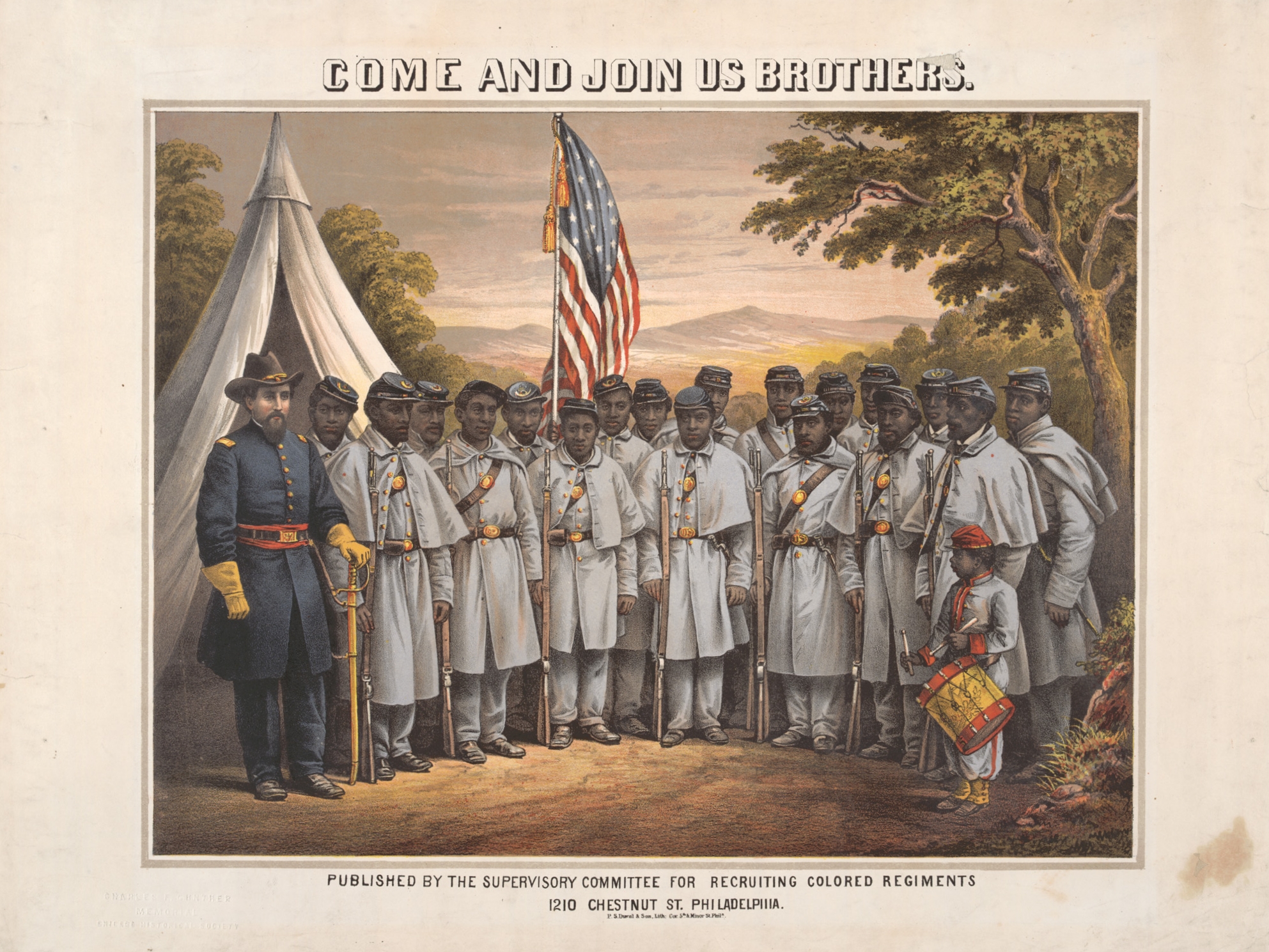 P. S. Duval and Son, Come and Join Us Brothers, 1864, lithograph, 14 x 18 inches (Chicago History Museum)