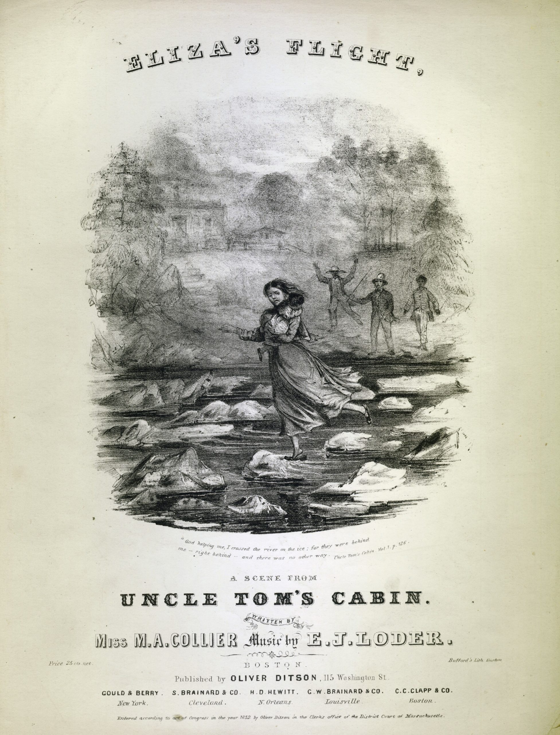 Eliza's Flight: A Scene from Uncle Tom's Cabin, 1852, from E.L. Loder and M.A. Collier, Eliza's Flight: A Scene From Uncle Tom's Cabin, Boston: Oliver Ditson (Newberry Library)