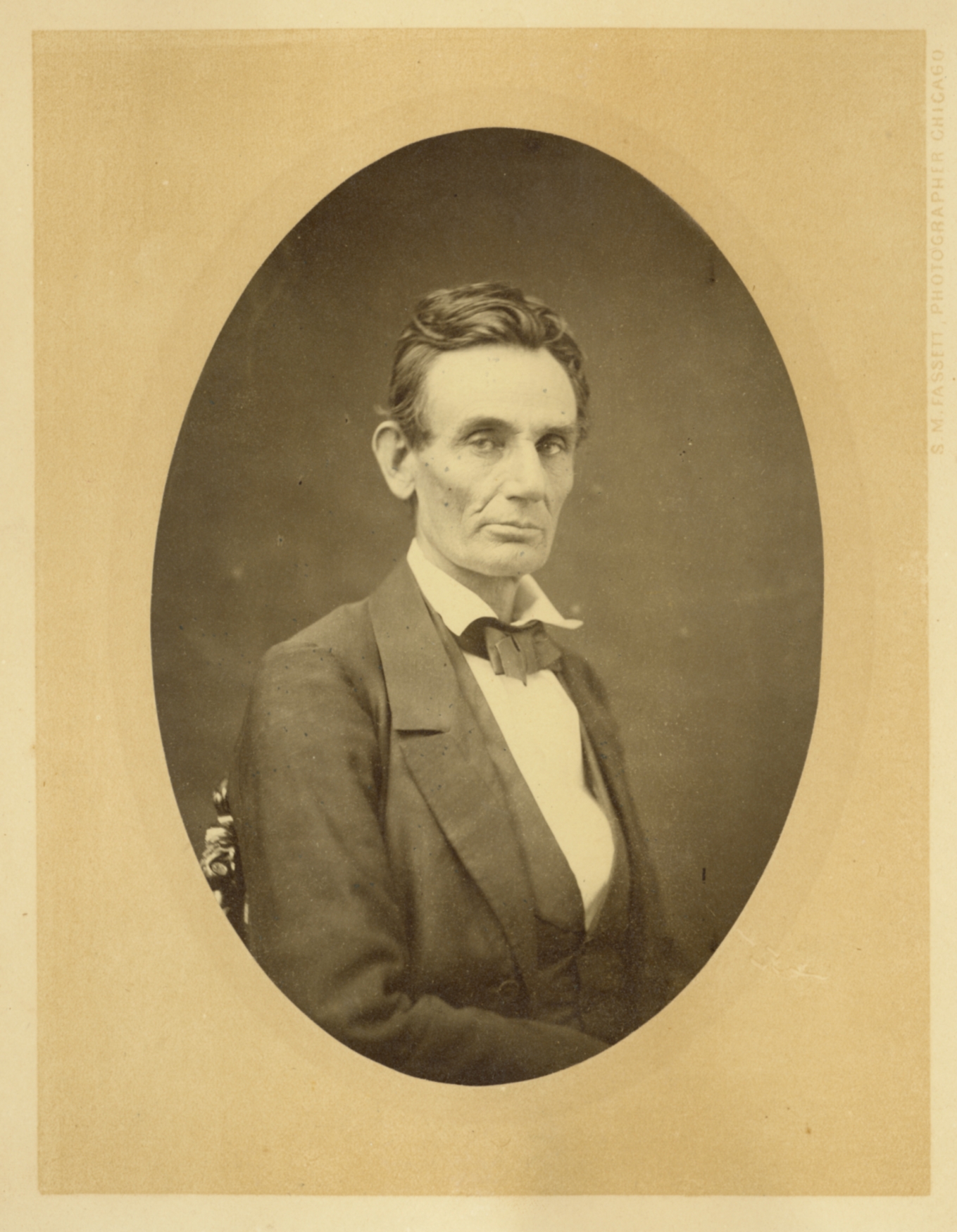 Samuel Fassett, Lincoln Portrait [Photograph of Abraham Lincoln], October 4, 1859, photograph, 19 x 13 cm (Newberry Library)
