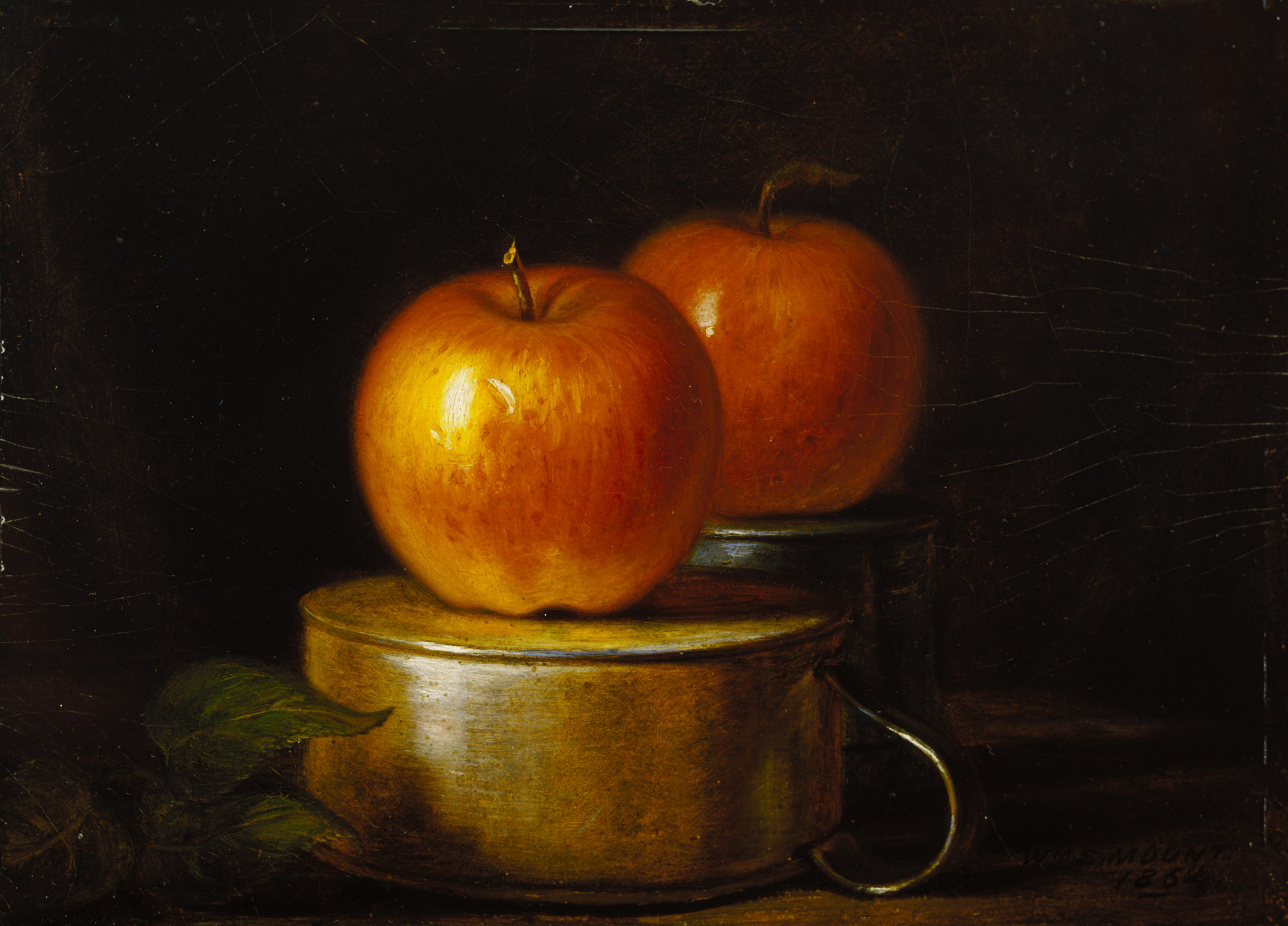 William Sidney Mount, Fruit Piece: Apples on Tin Cups, 1864, oil on academy board, 6 1/2 x 9 1/16 inches (Terra Foundation for American Art)